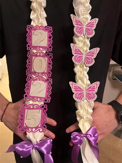 Butterfly Graduation Lei 2026, Purple & White, Pearl Keepsake - Etsy