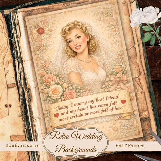 Retro Wedding Junk Journal Kit: Wedding Scrapbook Paper (digital Download) - Etsy