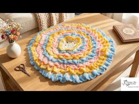 Crochet Tutorial: Rug | Blanket | Cushion with Flower Pattern 🌸 | #alextitiatutocrochet