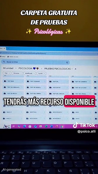 📂🧠 Carpeta de pruebas psicológicas, podrás acceder y descargar totalmente gratis. Para obtenerla solo debes seguir los siguientes pasos: 📍Seguir esta cuenta 📍Darle me gusta al video 📍Dejar un comentario 📍Compartir esta publicación 👀 Responderé tu comentario y te estaré compartiendo el link 🫶🏻 . . . #psicologia #carpeta #pruebaspsicologicas #test #testproyectivos #materialpsicologico #estudiantespsicologia #profesional #psicologostiktok #recursos #saludmental #tiktokviral #fypシ゚ #paratii