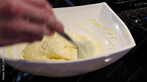 The process of making waffles in an electric waffle iron. A simple, quick and delicious dessert.