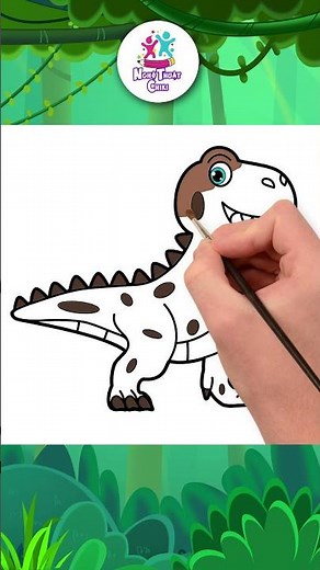 🦖Vẽ khủng long T-Rex cho trẻ em | How to Draw T-Rex Dinosaur | Vẽ và tô màu #shorts #howtodraw