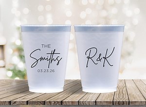 Personalized Frosted Cups Wedding Reception Rehearsal Dinner Engagement Party Custom Cups Monogram Cups Custom Frosted Cups - Etsy