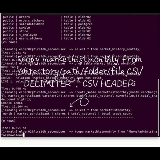 import CSV to Postgresql with one liner