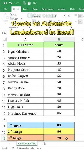 Create an Automatic Leaderboard in Excel! 🏆 #excel #dataextractor #exceltips #dataanlysis #shorts
