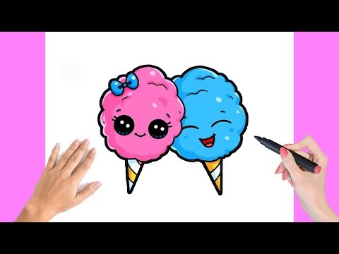 How To Draw Cute Cotton Candy Tutorial | Easy Drawing For Beginners