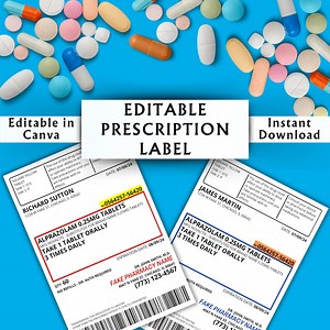 Editable Prescription Label Template - Printable Editable Vertical RX Bottle - Pill Bottle Label - Canva Template - Instant Download #01 - Etsy