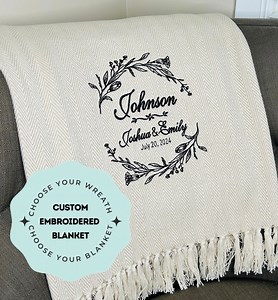 Custom Embroidered Wedding Blanket/wedding Gift/personalized Wedding Present/engagement Gift/2nd Anniversary Present - Etsy