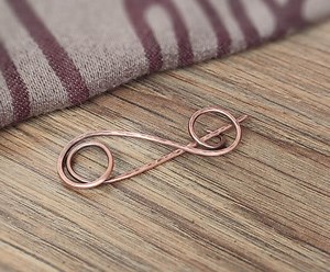 Oxidized Copper Scarf Pin: Handcrafted Wire Wrap Brooch - Etsy