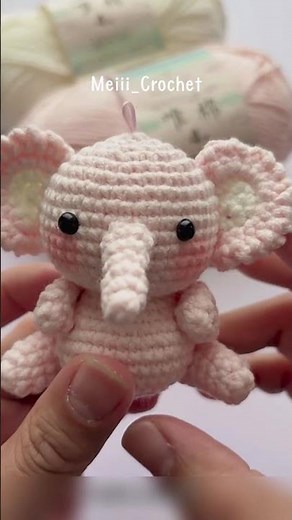 DIY Mini Elephant Bag Charm 🐘🔑 #crochet #crochetelephant #amigurumi