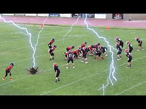 LIGHTNING STRIKES FOOTBALL FIELD DURING GAME!!