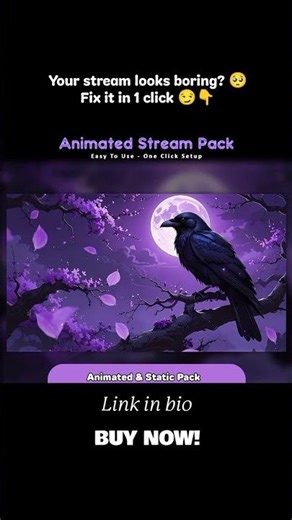 Dark Raven Stream Overlay Pack | Purple Gothic Animated Stream Design
