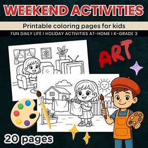 Weekend Activities Coloring Pages, Daily Life At-Home Activities, Art Projects