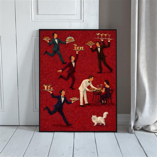 Tiny People Restaurant Servers Print, Funny Vintage Food & Drink Poster, Retro Bar Cafe Wall Art - Etsy Australia