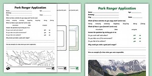 Park Ranger Job Application Writing Worksheet for 3rd-5th Grade