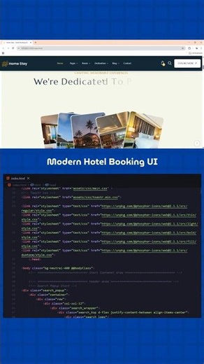 Modern Hotel Booking UI 🏨 | Frontend Code Sneak Peek #shorts