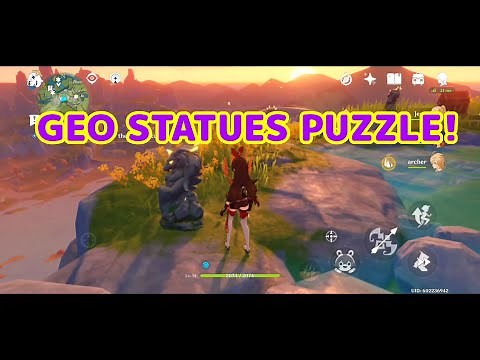 Genshin Impact Mobile - Light Up The Geo Statues Order At Qingce Village