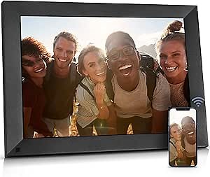 BSIMB 15 Inch Large Digital Picture Frame, WiFi Digital Photo Frame Touch Screen with 16GB Storage, Auto-Rotate, Share Photos and Videos via App Email, Wall Mountable