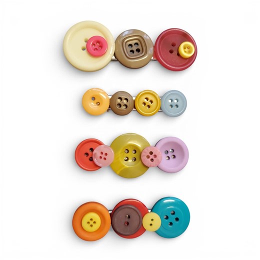 Button Hair Clips - Brown Pink Orange - Indie Cutecore Clowncore Whimsy Whimsical Quirky Twee Y2K Alternative Fashion Aesthetic - Etsy