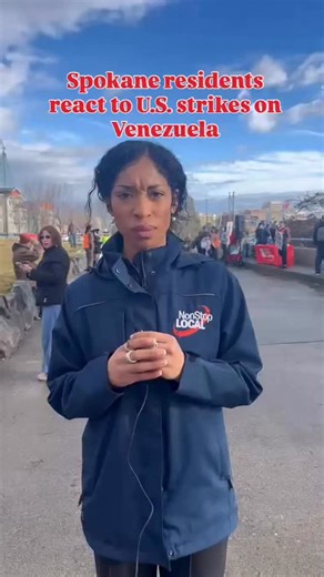 KHQ Local News on Instagram: "Spokane residents gathered on the Maple Street Bridge on Saturday in response to the U.S. strikes against Venezuela overnight."