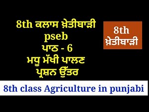 ਮਧੂ ਮੱਖੀ ਪਾਲਣ | 8th class khetibadi || chapter 6 | lesson 6 | 8th class agriculture in punjabi