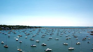 Boat Harbor Aerial 4k Royalty Free Stock Video
