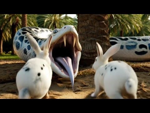 Giant Python Snake Attack Rabbit | 50ft Snake Chase in Desert 4K