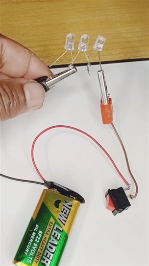 three LED series testing with 9v battery#experiment#trending#electrician#shorts#shortvideos#viral