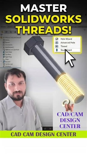 How to Make PERFECT 3D Threads (SolidWorks Hack) 🔩 #shorts #cad #solidworks