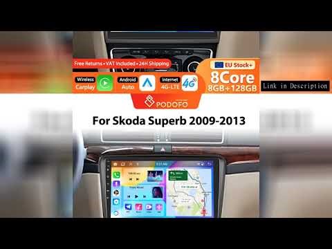 Podofo 10.1'' Wireless Carplay Car Radio For Skoda Superb 2009-2013 4G WIFI AI Voice Car Multimedia