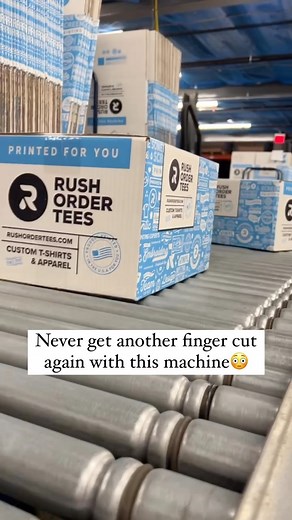 5.1K views · 17 reactions | If this machine isn’t the best I don’t think packaging has gotten any easier. Along with our employees that manually package, we also have these handy machines that get those extra jobs done ✔️ We are ready for the busiest time of the year拾 - Start Your Design Today. - RushOrderTees.com . . . #packagedesign #packaging #delivery #screenprinter #unboxings #shipping | Rush Order Tees | Facebook