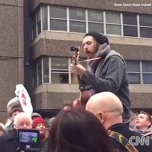 Irish musician Hozier gave a surprise performance from a rooftop in Dublin, Ireland, on Tuesday. Activists took over to house the city's homeless. http://cnn.it/2hpJBCF | CNN
