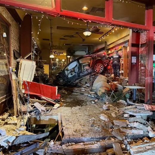 Terrifying moment ‘drunk’ driver, 90, slams FULL SPEED into coffee shop