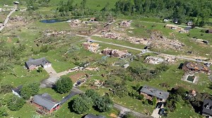 Aerial footage of tornado/storm damage in London KY