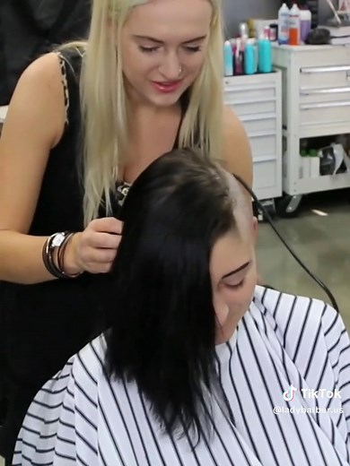 Lady Barber Haircut Transformation: Shaving Heads