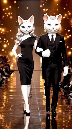 "Glamorous Cat Couple Runway Walk | Male & Female Anthropomorphic Cats Fashion Show 3D Animation".