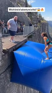 4.2K views · 11K reactions | Cliff Airbag is wild! Guy jumps, girl flies! #ScaryRide #TravelWonder Disclaimer: it’s just an ai video. No harm is caused to anyone making this video and made for entertainment purpose | Jeemaster | Facebook