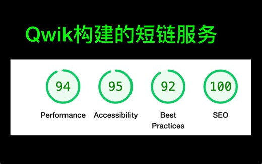 介绍一个Qwik构建的短链服务，lighthouse跑分接近满分，太酷了