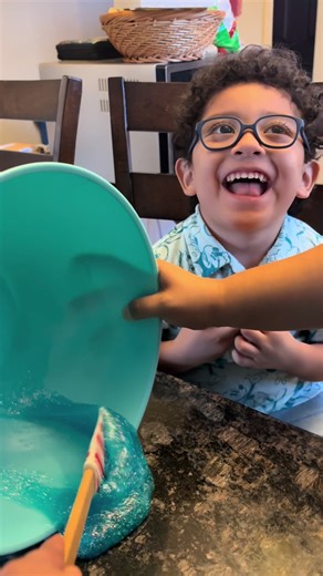 Nico’s first time making slime!!! He was so excited!! #slime #slimetutorial