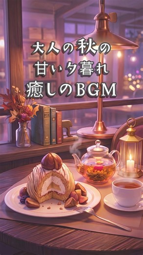 秋の夕暮れカフェみたい☕癒しのモンブランBGM🌰 #shorts #作業用BGM #フリーbgm