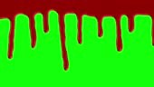 red blood dripping down along the screen transition on green screen...