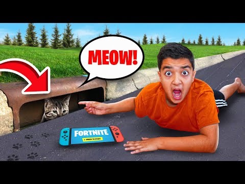 Our Cat FELL INTO THE SEWER While Playing Fortnite!