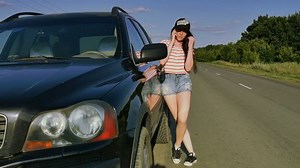 Beautiful Young Girl Broke Car Ultra Stock Footage Video (100% Royalty-free) 10973204 | Shutterstock