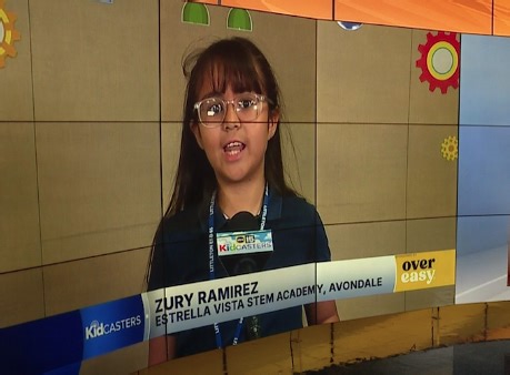 Kidcaster Zury gives your Tuesday morning forecast from Estrella Vista Elementary School