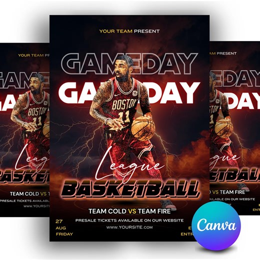 Basketball Gameday Flyer Template | Customizable Sports Event Poster (canva Edit) - Etsy