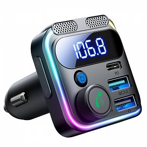 JOYROOM Bluetooth FM Transmitter for Car, Wireless Bluetooth 5.3 Car Adapter, PD & QC 3.0 USB Car Charger, Handsfree Car Kit MP3 Player, Support U Disk