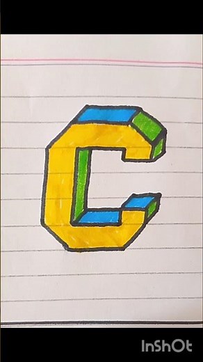 3D 'C'#3d #writing #c#drawing