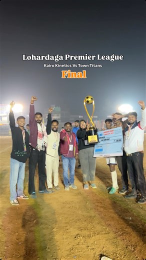 Lohardaga Premier League 2025 – Grand Finale Highlights! The thrilling final match took place on 10th November at Nadiya Mini Stadium, Lohardaga, between Kairo Kinetics 🟢 and Town Titans 🔵. It was a nail-biting contest, with Kairo Kinetics clinching the title by 1–0 in a hard-fought game. The crowd was electric, cheering passionately till the last whistle! 🏆 Winners & Prizes: 🥇 1st Place – Kairo Kinetics: ₹2,00,000 🥈 2nd Place – Town Titans: ₹1,50,000 🥉 3rd Place – Bhandra Bulls: ₹50,000 �