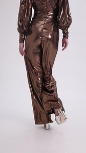 Copper Wide Leg Shiny Studio 54 Jumpsuit: 70s Cher Costume Disco Party Outfit Deep V - Etsy