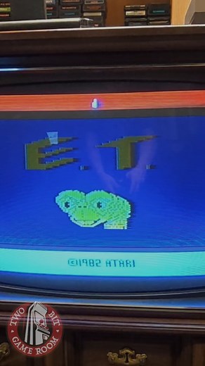 Spotlight on E.T. the Extra-Terrestrial for the Atari 2600. This game is pure nostalgia. I love the graphics and sounds, but 40 years later, it still doesn't make any sense. Try it for yourself (on our vintage console TV) at the Two Bit Game Room. | Two Bit Game Room